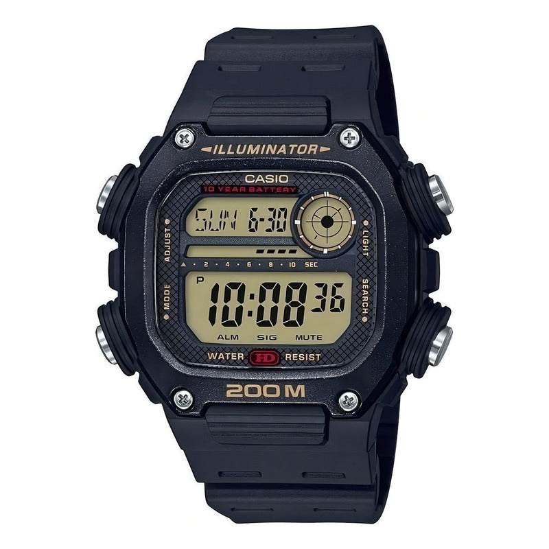 Reloj Pulsera Digital Casio Dw-291 Con Correa De Resina Color Negro - Fondo Beige