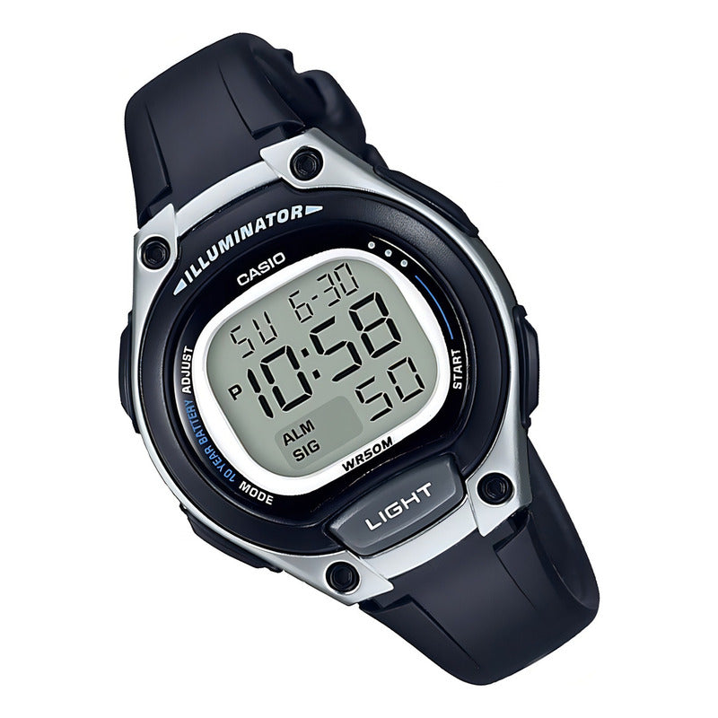 Reloj Casio Digital Dama Lw-203-1av Color De La Correa Negro