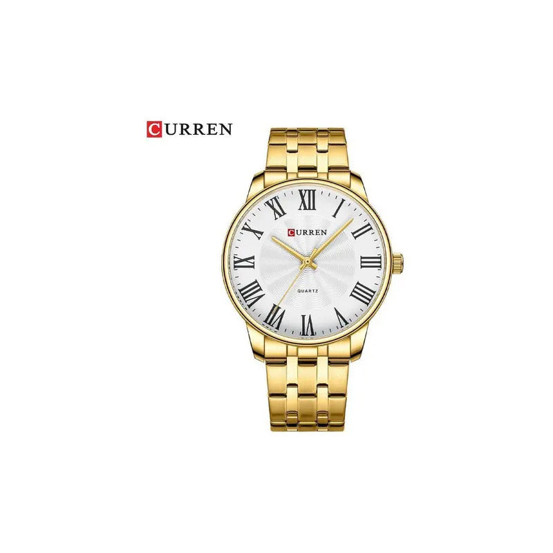 Reloj Curren 8422-5 De Acero Impermeable Para Hombre Dorado