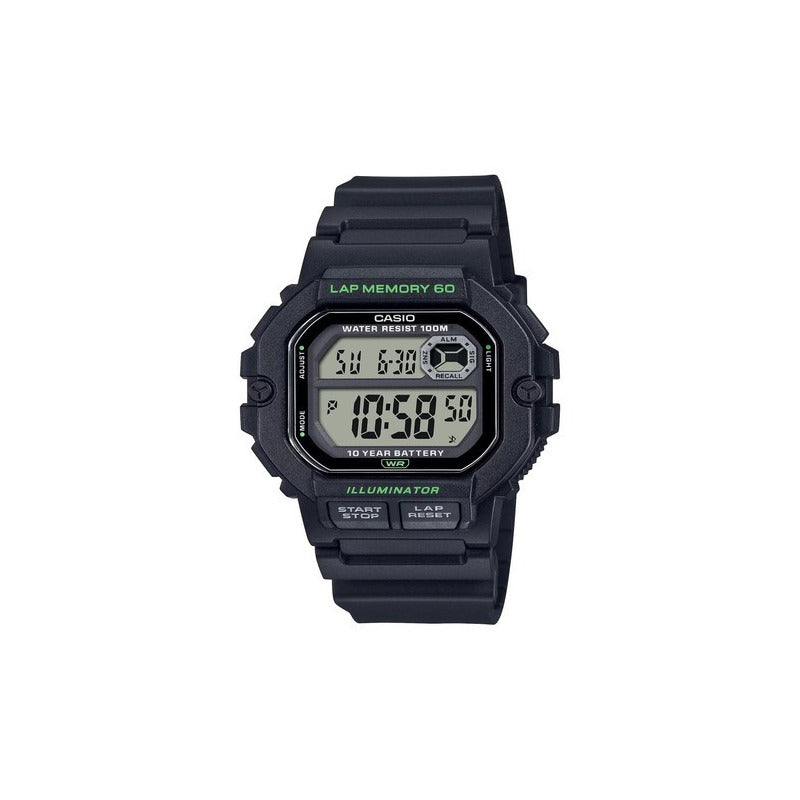 Reloj Casio Ws-1400h-1av, 60 Laps De Cronometro, 10 Años Negro Agua