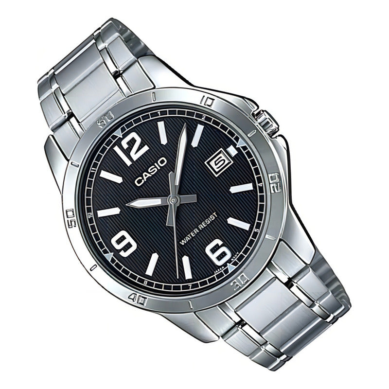 Reloj Para Unisex Casio Mtpv004d-1b2udf Plateado Negro Mtp-v004d-1b2