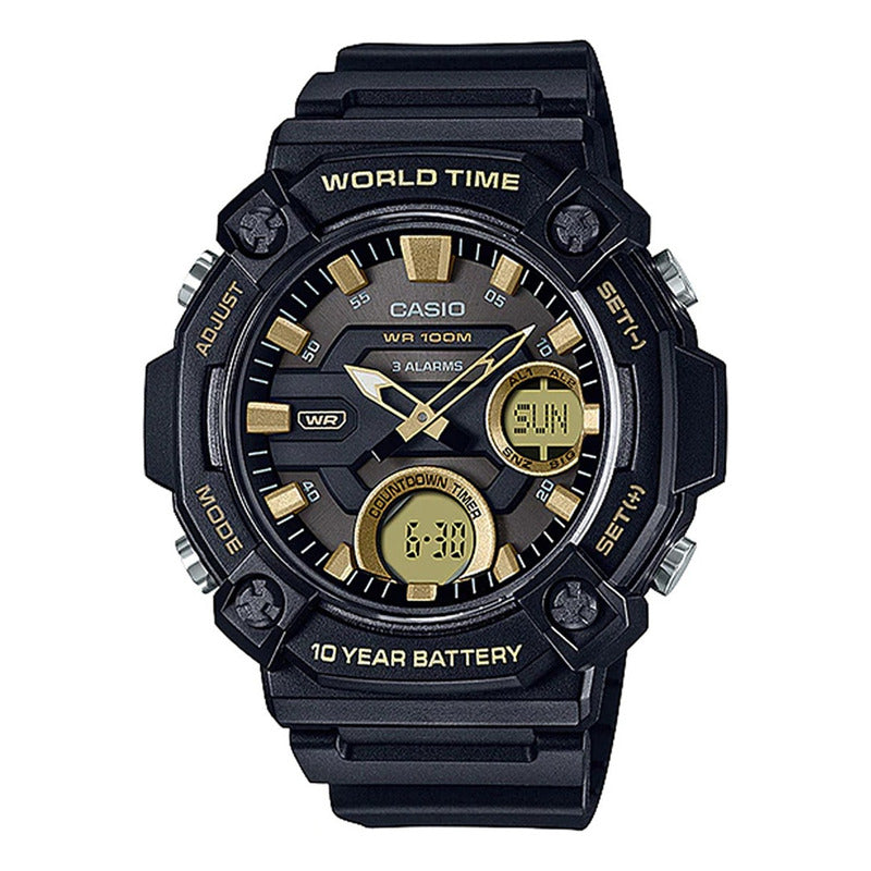 Reloj Digital Casio Aeq-120w-9av Analogo Digital Original Negro
