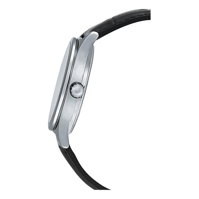 Reloj Casio Clásico De Cuero Para Hombre (números Romanos) Con Correa Negra Negro Plata Blanco