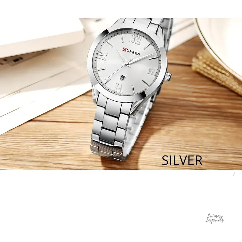 Reloj De Lujo Curren 9007-1 Para Mujer Plateado