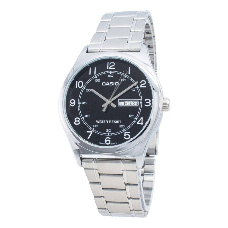 Reloj De Hombre Casio Mtp-v006d-1b2 Original  Plateado Negro