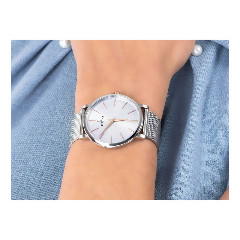 Reloj F20475-3 ORIGINAL Festina Mujer Boyfriend Collection Acero Plateado Azul Claro