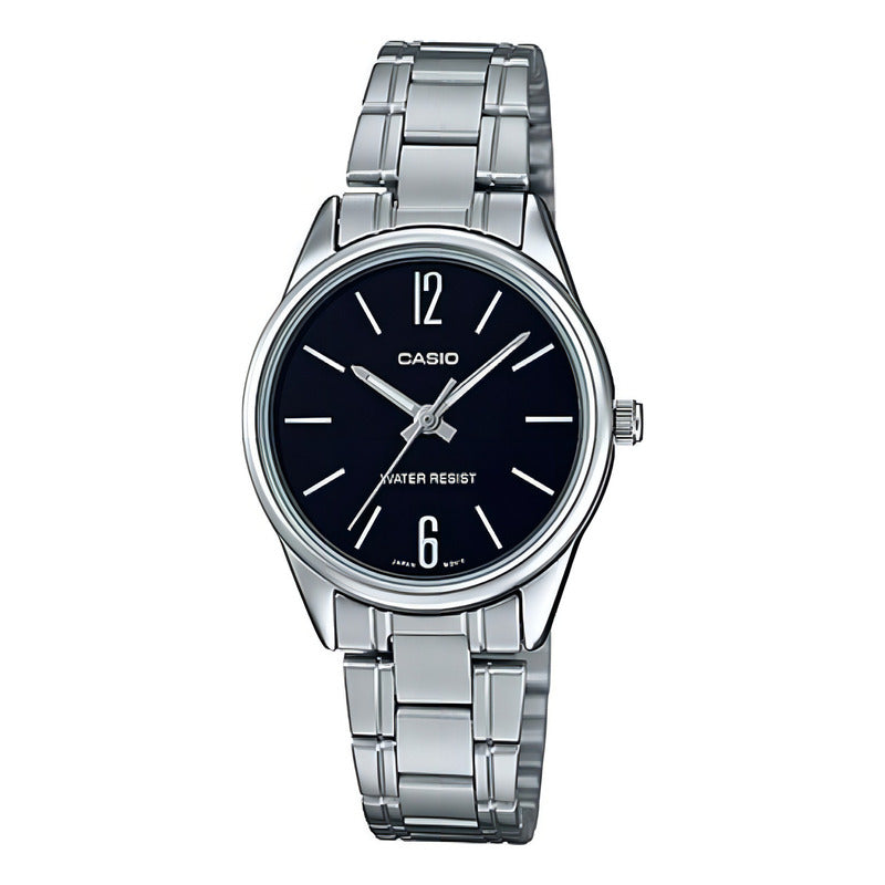 Reloj Casio Mujer Modelo Ltp-v005d-1b Plateado Plata Negro