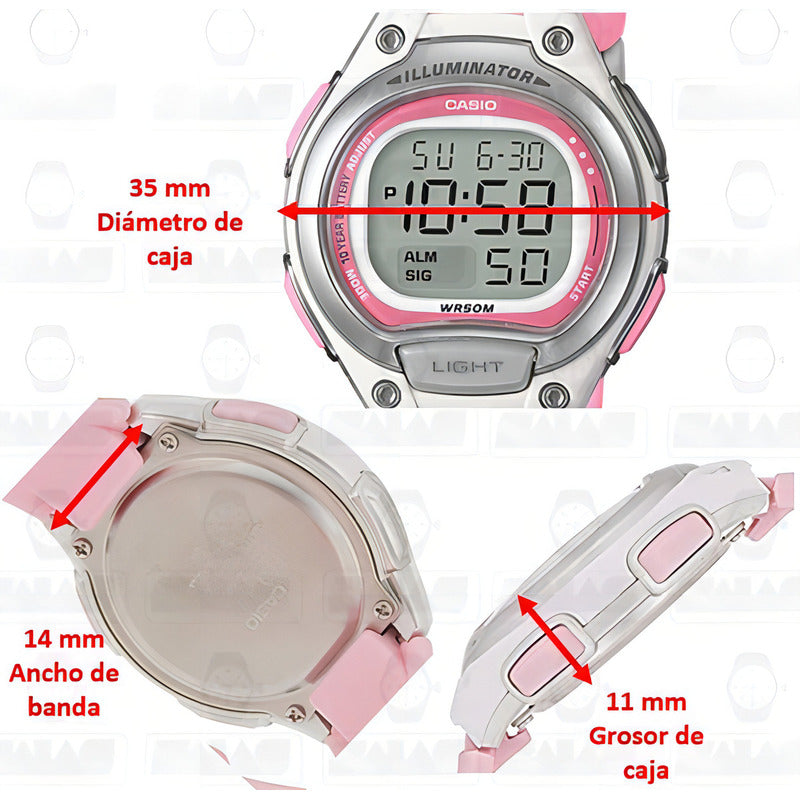 Reloj Casio Digital Lw203-4a Dama Rosa Relojesymas Color De La Correa Lw-203-4a