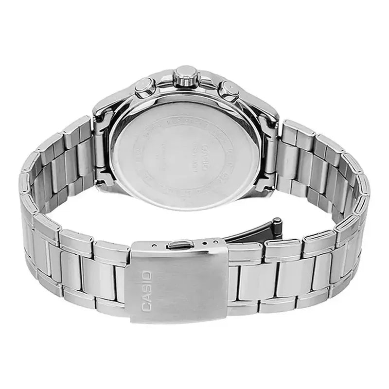 Reloj Casio Hombre Mtp-1374d Colores Surtidos/relojesymas Correa Plateada Bisel Negro Fondo Rojo Oscuro 5a