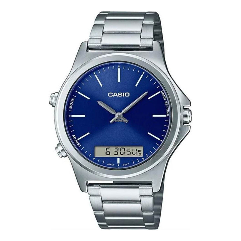 Reloj Casio Mtp-vc01d-2e De Hombre Digital Y Análogo Con Correa De Acero Inoxidable Plateado Azul