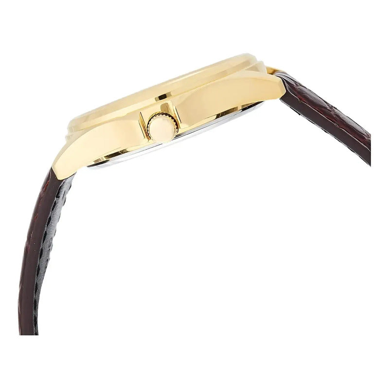 Reloj Casio Mtp-1183q-7adf Cuarzo Hombre Color De La Correa Marrón Color Del Bisel Dorado Color Del Fondo Blanco