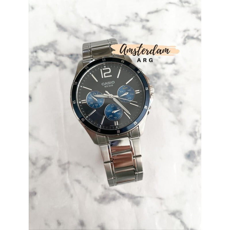 Reloj Casio Mtp-1374d-7av Cuarzo Hombre Plateada Negro Plateado Claro