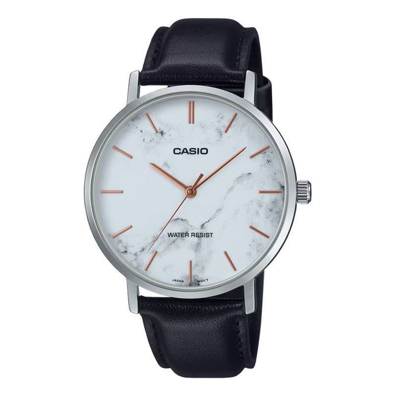 Reloj De Pulsera Casio Dress Mtp-vt01lm-7a Original Negro Plateado Plateado