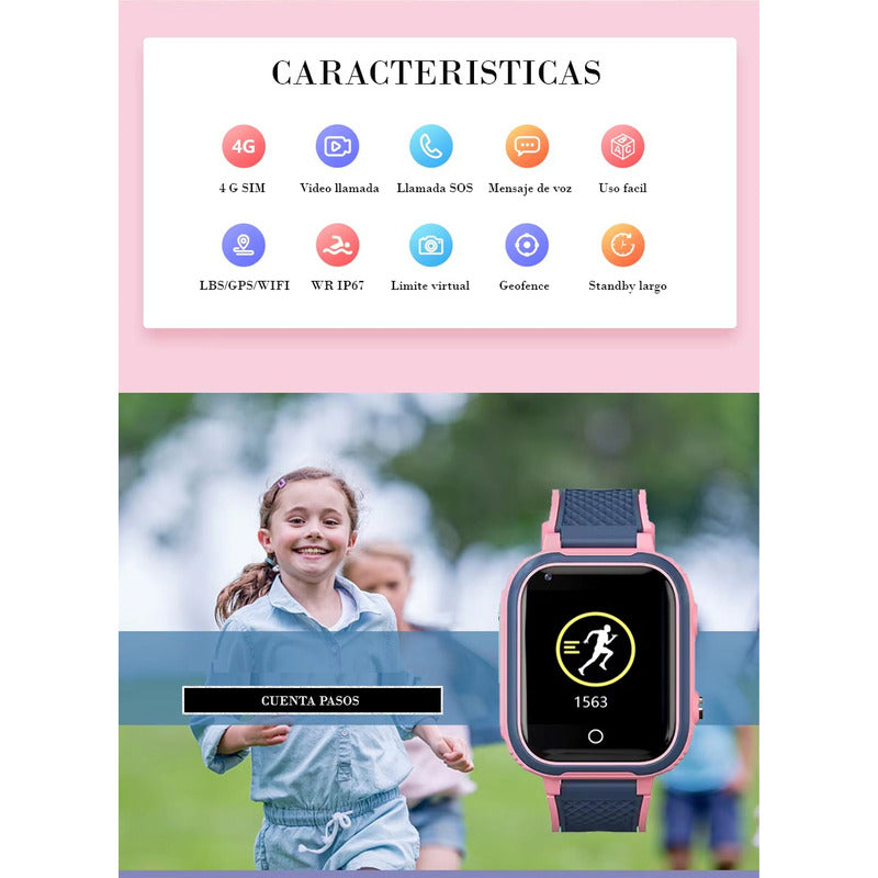 Reloj Smartwatch Lt21-pk Gps Niñas C Internet 4g Rosa Rosa/gris Gris