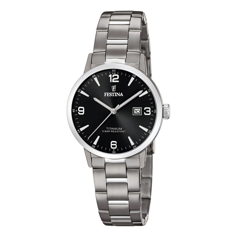 Reloj F20436/3 Festina Mujer Calendario Titanium /marisio Color De La Correa Gris Color Del Bisel Plateado Color Del Fondo Negro