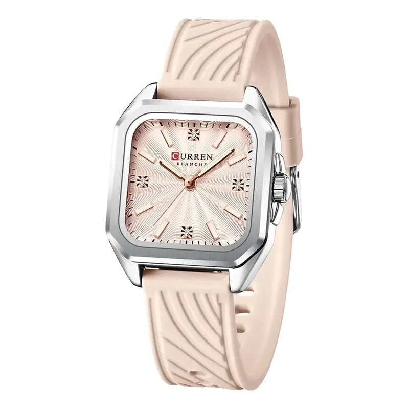 Reloj Curren 9113 Mujer | Correa Silicona Elegante Casual Rosa Plateado