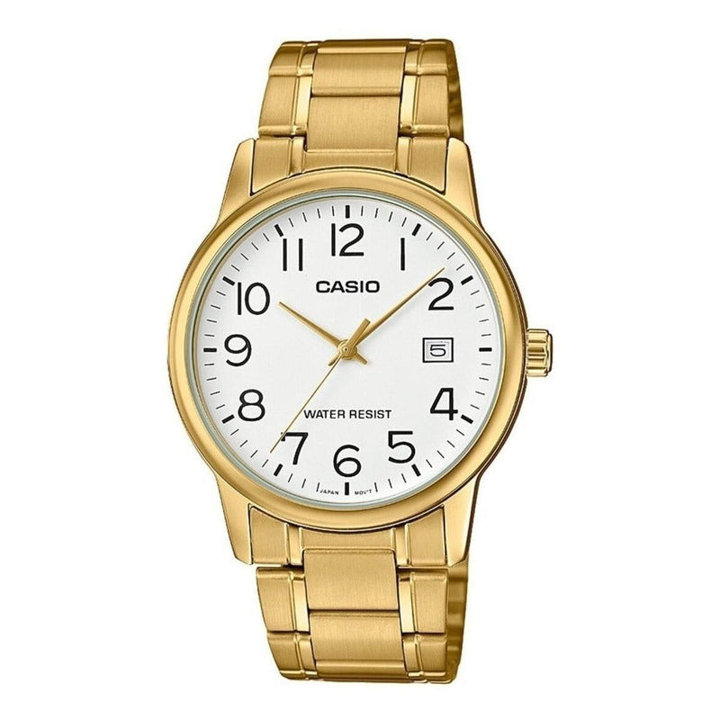 Reloj De Pulsera Casio Enticer Mtp-v002g-7b2 Relojesymas Dorado Dorado Blanco