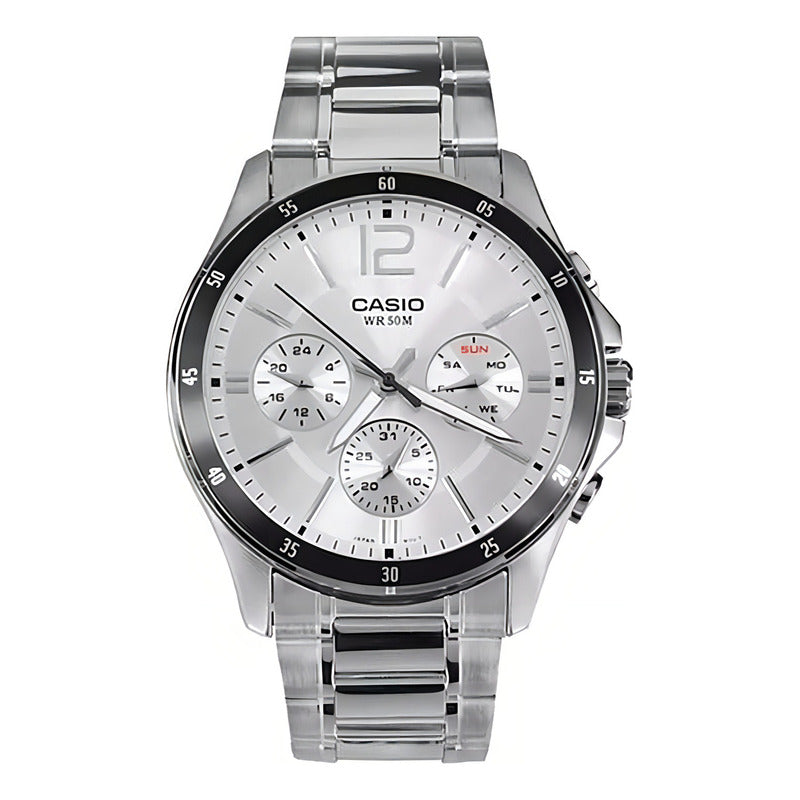 Reloj Casio Mtp-1374d-7av Cuarzo Hombre Plateada Negro Plateado Claro