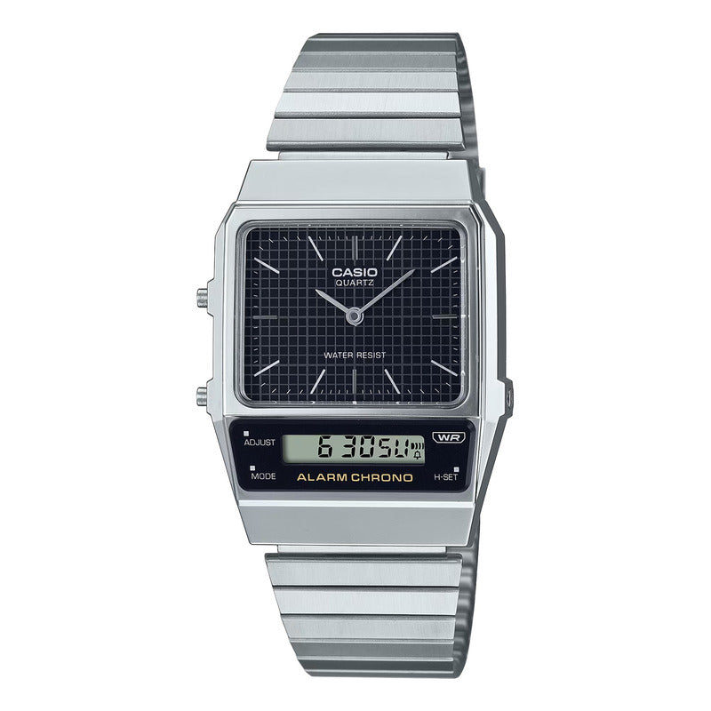 Reloj Casio Analogo Digital Metal Aq-800e-1a Original Plateado Negro