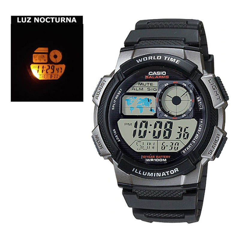 Reloj De Pulsera Casio Ae-1000w-1bvcf Relojesymas Negro Gris Negro