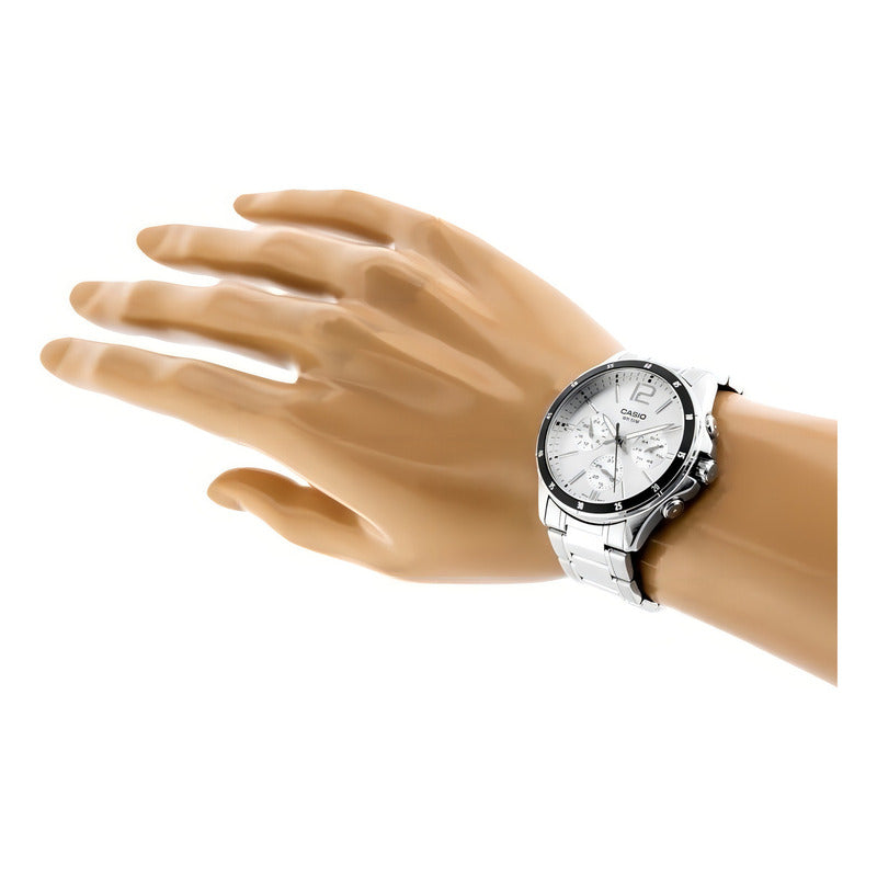 Reloj Casio Mtp-1374d-7av Cuarzo Hombre Plateada Negro Plateado Claro