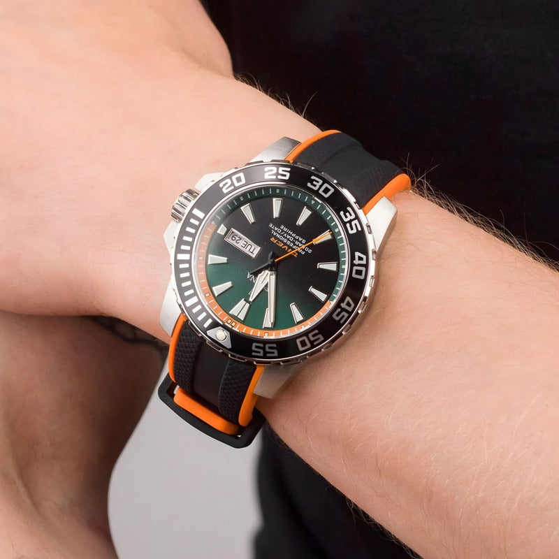 Reloj Festina F20662.2 Deportivo Relojesymas Color De La Correa Negro/naranja Color Del Bisel Plateado Color Del Fondo Verde