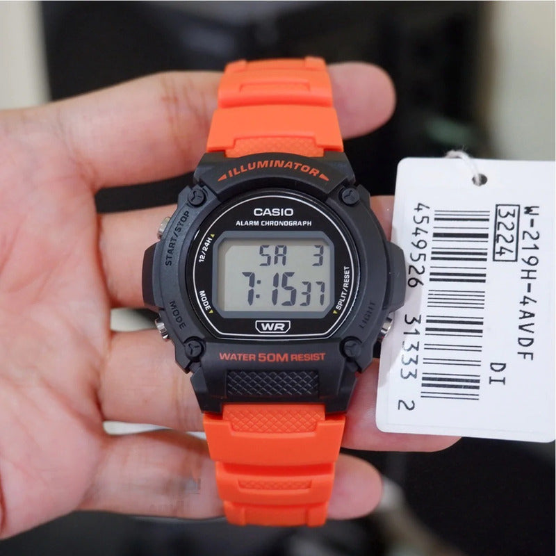 Reloj Casio W-219h-4avdf Naranja Hombre Relojesymas