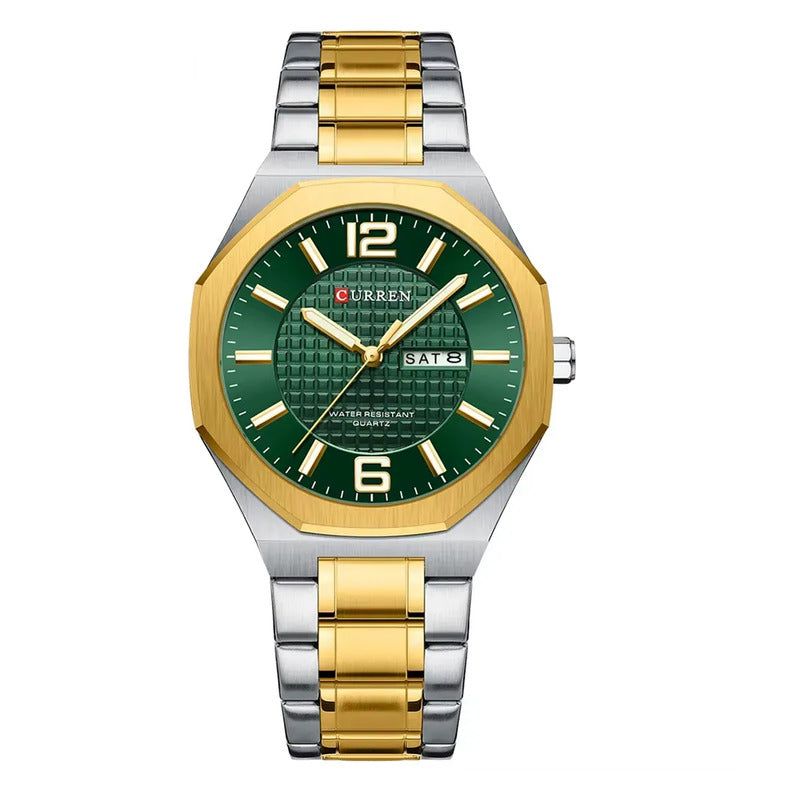 Reloj Curren Hombre Con Calendario 8476-4 Dorado Verde