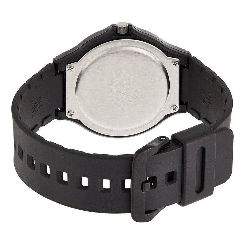 Reloj De Pulsera Casio Youth Mw-240-2bv Con Cuerpo Negro, Analógico, Para Hombre, Fondo Negro, Con Correa De Resina Negra, Fondo Azul Cielo, Bisel Negro Y Hebilla Sencilla