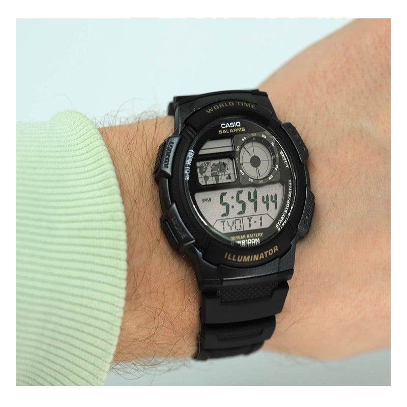 Reloj Pulsera Digital Casio Ae-1000w-1a Con Correa De Resina Color Negro