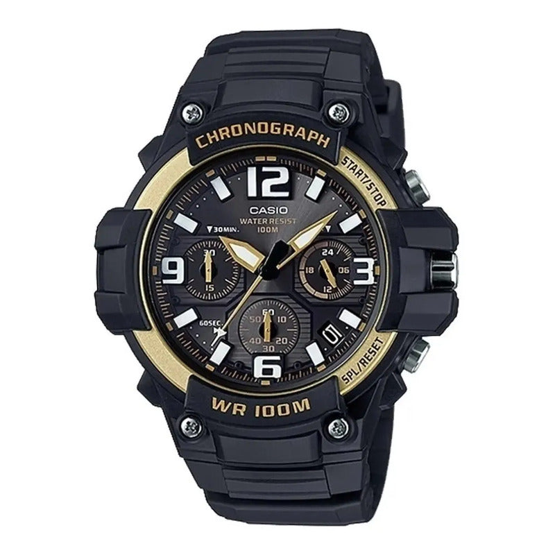 Reloj Casio Hombre Mcw-100 Colores Surtidos/relojesymas Correa Negro Bisel Amarillo 9a2 Fondo Digital
