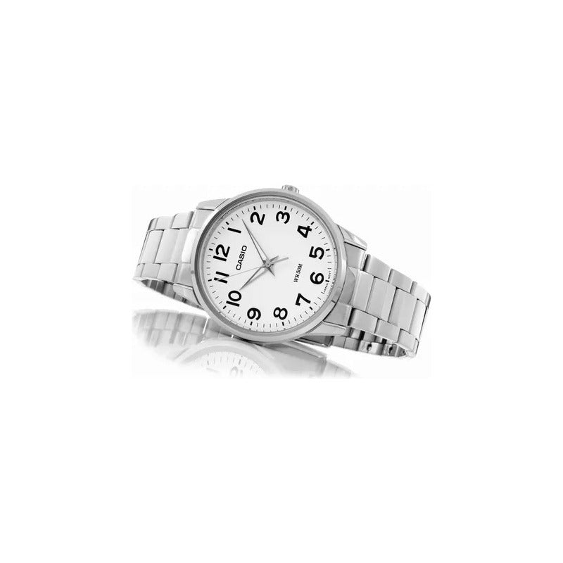 Reloj Casio Mtp-1303d De Cuarzo Para Hombre Con Correa De Acero Inoxidable Plateada Plateado Blanco