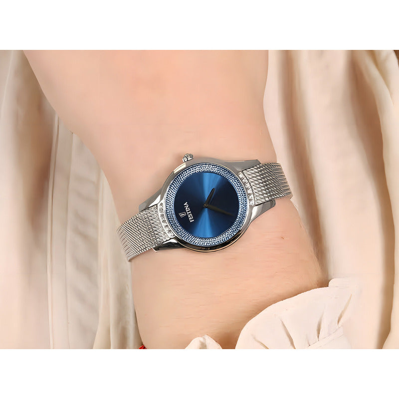 Reloj Festina F20494/2 Plateado Mujer Mademoiselle Color Del Fondo Azul
