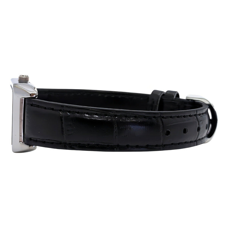 Reloj Casio Dama Correa Piel Genuina Ltp-v007l-1bu Negro Plateado