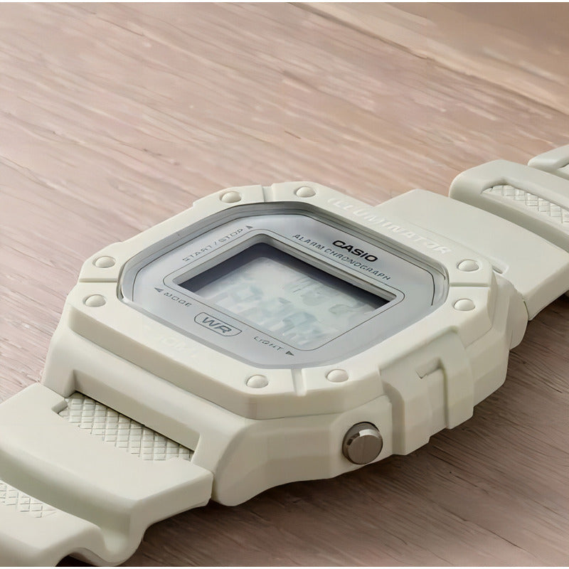 Reloj Casio W-218hc-8a Blanco Alarma Cronometro Relojesymas