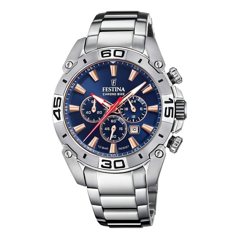 Reloj F20543/4 Festina Hombre Chrono Bike /marisio Color De La Correa Plateado Color Del Bisel Plateado Color Del Fondo Azul