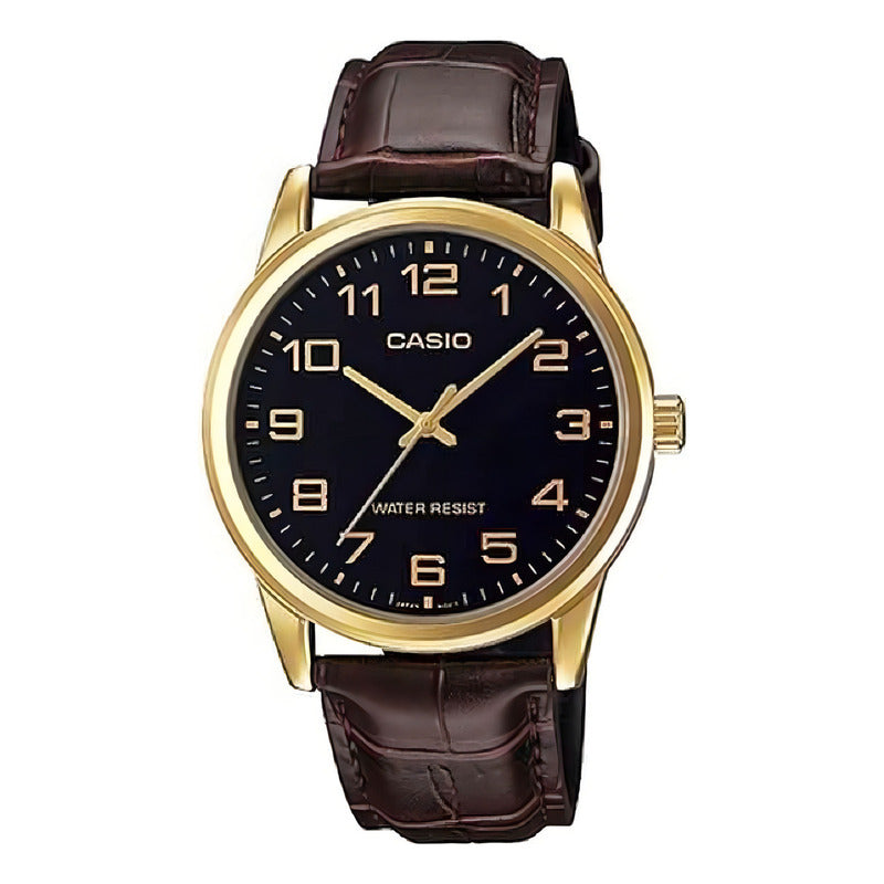 Reloj Mujer Casio Ltp-v001gl-1b Origin Dorado Con Negro Marrón