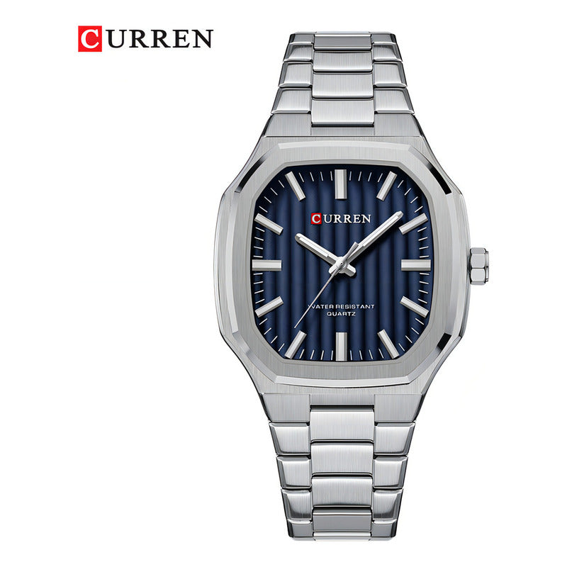 Relojes De Cuarzo Luminoso De Acero Inoxidable Curren 8458-1 Plateado/azul