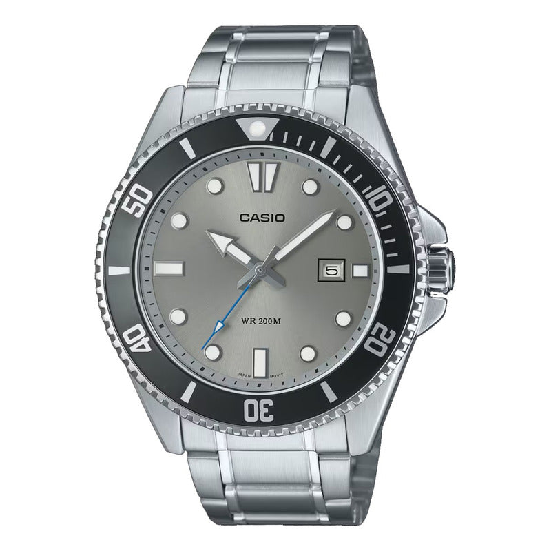 Reloj Casio Hombre Mdv-107d-8av Sumergible Original Plateado Negro Gris Oscuro