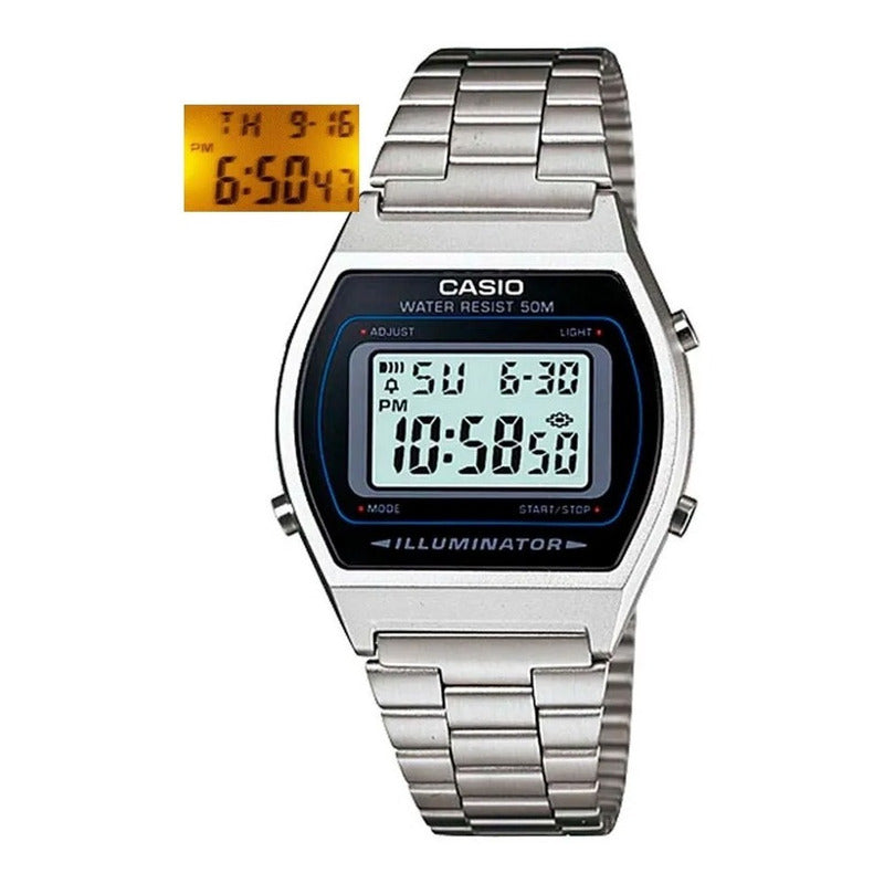 Reloj Casio Vintage B-640wd-1a Relojesymas Plateado Negro Negro