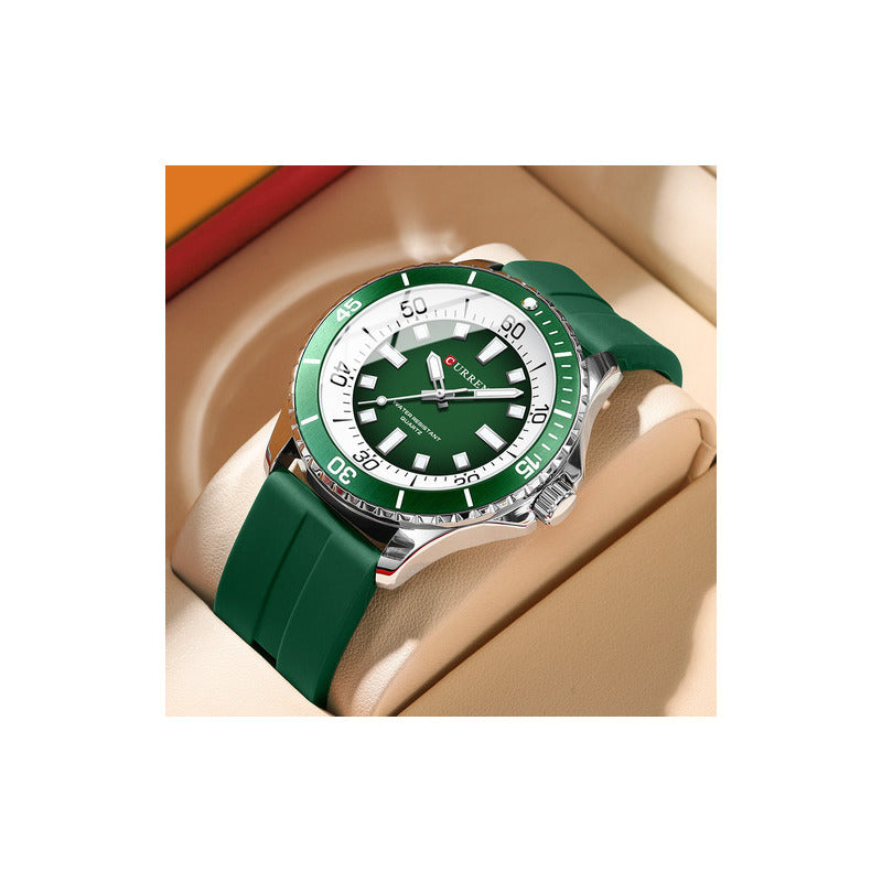Reloj De Cuarzo Impermeable Y Luminoso Curren 8448-5 Verde