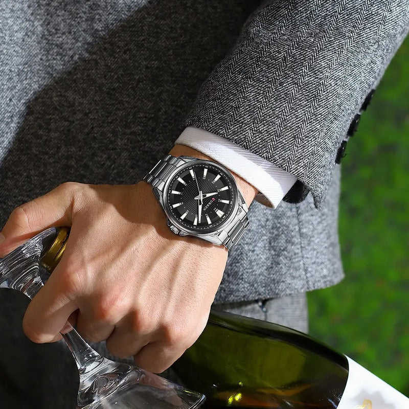 Relojes Luminosos Hombre Curren 8424-2 Silver Black