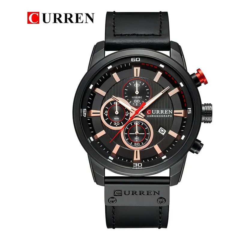 Reloj De Pulsera Curren 8291 Para Hombre Con Cronógrafo Y Calendario Negro