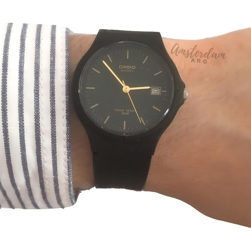 Reloj Casio Analógico Para Hombre, Con Correa Y Fondo Negro