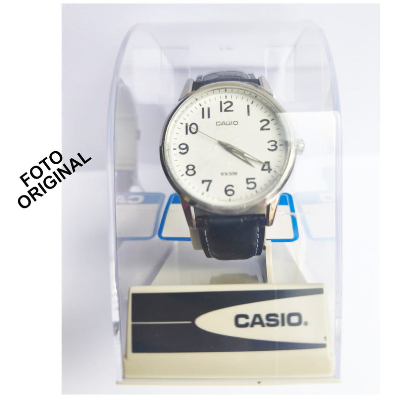Reloj Casio Mtp-1303l-7bvdf Cuarzo Hombre Color De La Correa Negro Blanco