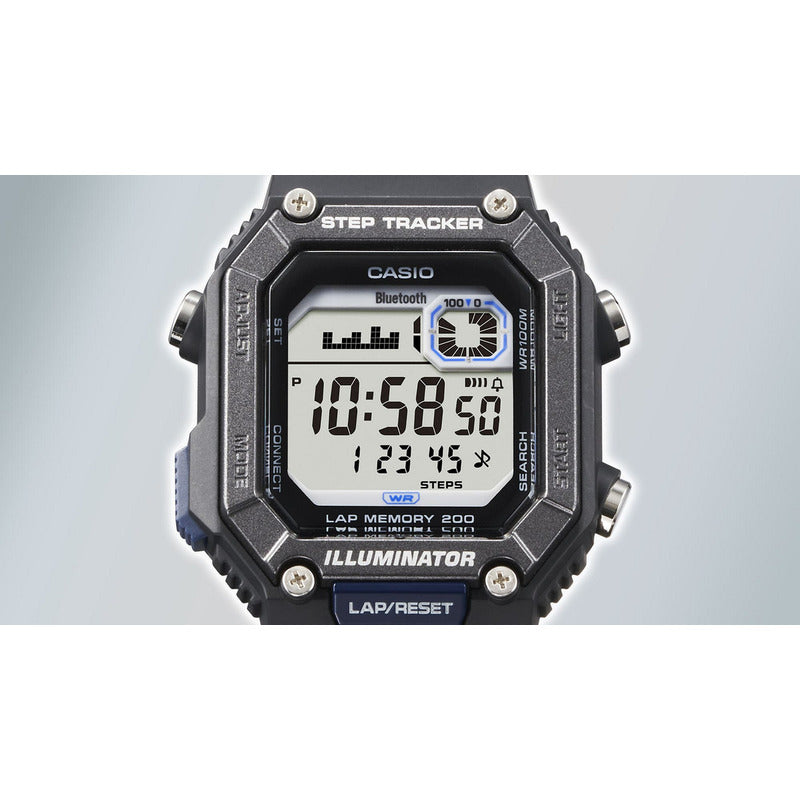 Reloj Casio Caballero Ws-b1000 Conectividad Bluetooth Correa Negro Bisel Negro Fondo Negro