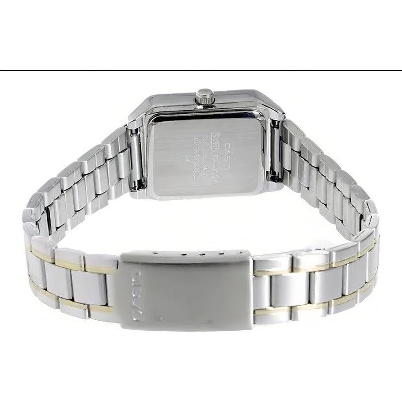 Reloj Casio Ltp-v007sg-9e De Mujer, Analógico Con Correa Bicolor Y Fondo Dorado