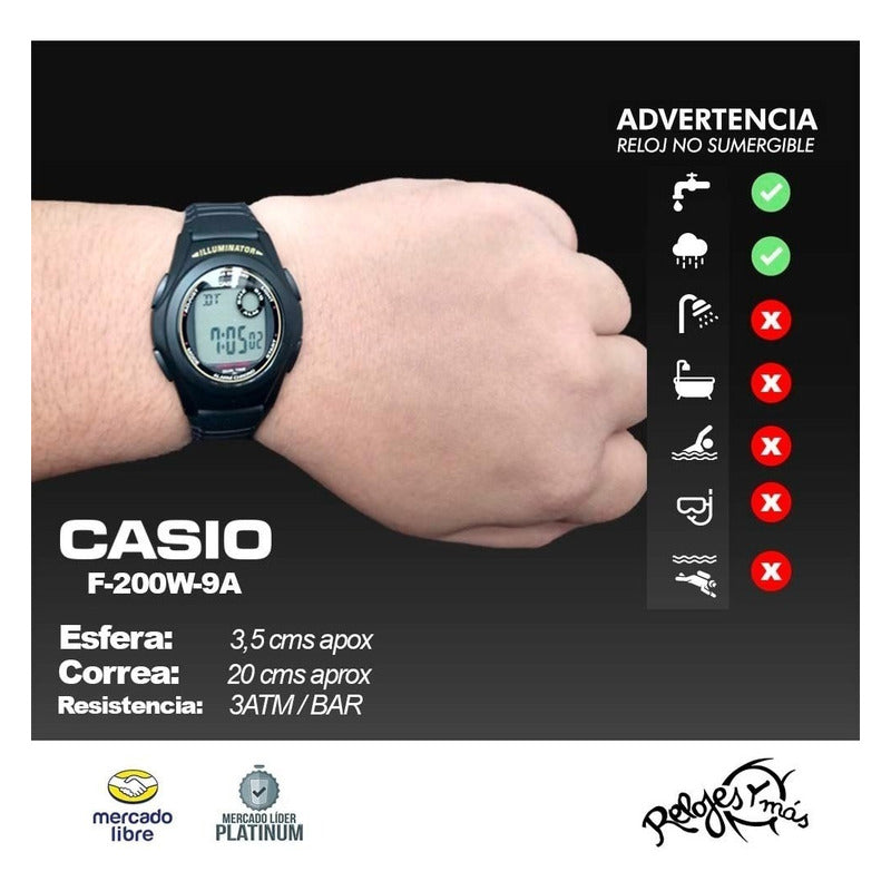 Reloj Casio F-200w Colores Surtidos/relojesymas