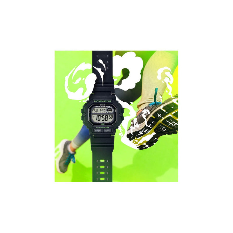 Reloj Casio Ws-1400h-4av Sumergible Original Rojo Negro Agua