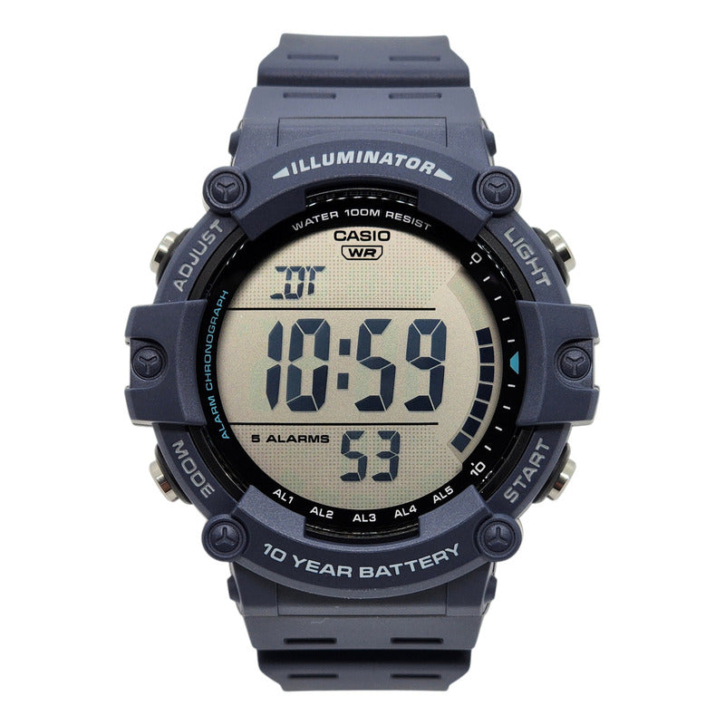 Reloj Casio Hombre Digital Ae-1500wh-2av Color De La Correa Azul Color Del Bisel Azul Color Del Fondo Gris